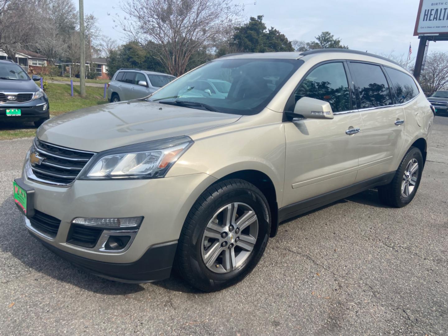 2015 GOLD CHEVROLET TRAVERSE LT (1GNKRGKDXFJ) with an 3.6L engine, Automatic transmission, located at 5103 Dorchester Rd., Charleston, SC, 29418-5607, (843) 767-1122, 36.245171, -115.228050 - Photo#2